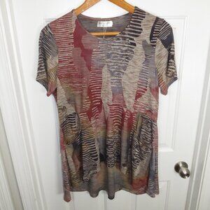 Kathmandu Imports Jersey Knit Tunic Hippie Festival Wear LG Short Sleeve Pockets